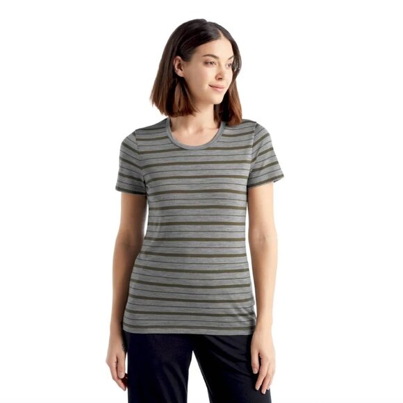 Icebreaker Women's Merino Wool Cool-Lite T-shirt Wave Stripe Size M - Picture 2 of 7